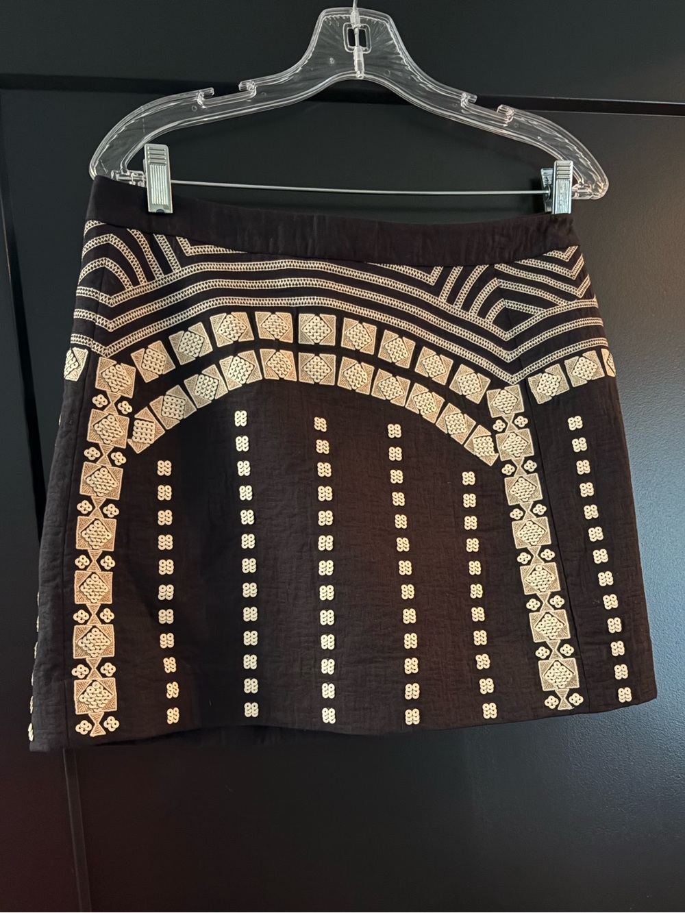 NWT BCBG Black Embroidered A-Line Mini Skirt